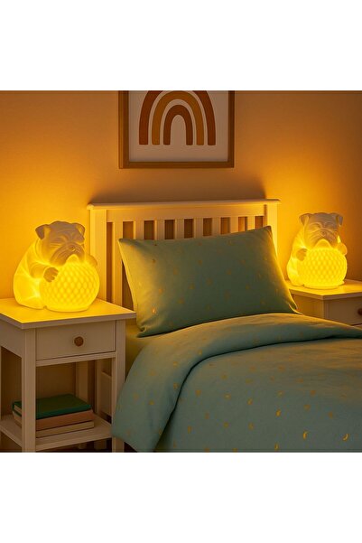 Dropcek eticaret Dekoratif Köpek Figürlü Pilli Abajur,Çocuk Odası, Güvenli LE...