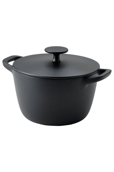 IKEA VARDAGEN Pot with lid, enamelled cast iron matt/black, 3 l