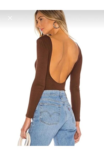 Nsb Tasarım Дамска кафява рокля без гръб