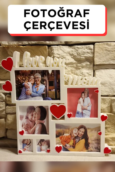 Genç 3D Anneme Seni Seviyorum Fotoğraf Çerçevesi | Anneler Günü Hediyesi, Dekoratif Tasarım