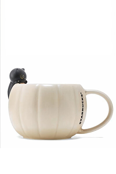 Starbucks Cream Color Ceramic Mug with Cat Figure - 355 ml