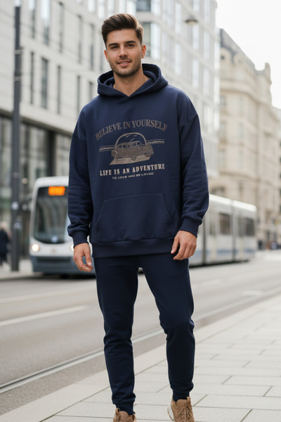 UNCİA OUTDOORS Ανδρικό φούτερ με κουκούλα, με στάμπα, άνετη εφαρμογή, casual ...