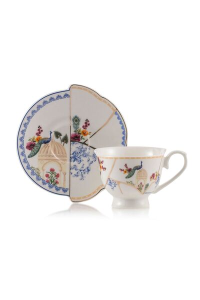 LC Waikiki LCW HOMEEkru Baskılı 2 Kişilik Kahve Fincan Takımı 90 Ml