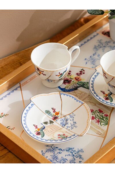 LC Waikiki LCW HOMEEkru Baskılı 2 Kişilik Kahve Fincan Takımı 90 Ml