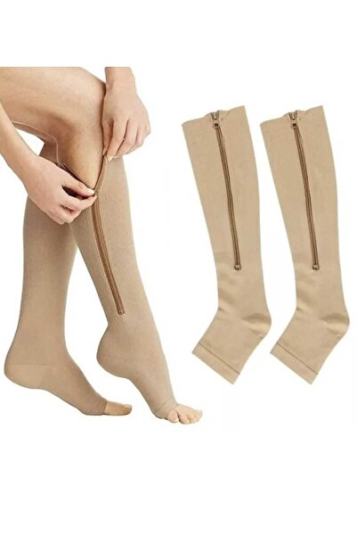 Fstyle مشد طبي ضاغط للساق مع سحاب لسهولة التحكم قطعتين