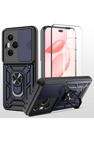 Rivor Honor 400 Pro Uyumlu Kılıf Kamera Sürgülü Standlı Yüzüklü Darbe Emici K...