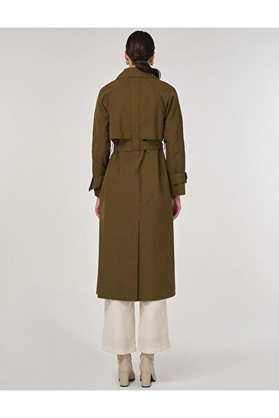 KYR Apolet Detaylı Uzun Trençkot Haki