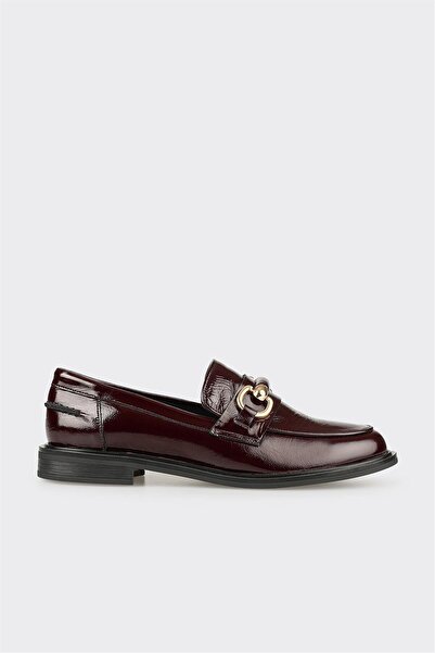 Elle Shoes Bordo Deri Kadın Günlük Loafer