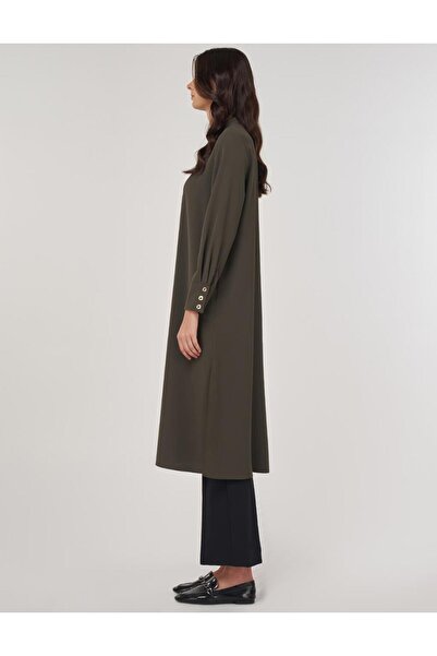 Kayra Button Detailed Long Tunic Khaki