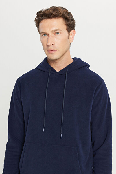 AC&Co / Altınyıldız Classics Ανδρικό φούτερ με κουκούλα σε μπλε ναυτικό χρώμα, κανονική εφαρμογή, κανονική εφαρμογή, γιακά με κουκούλα