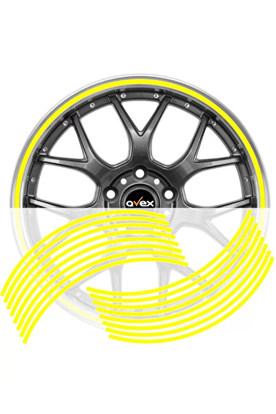 Avex Set 16 inele din autocolant pentru jante culoare Galben Lucios