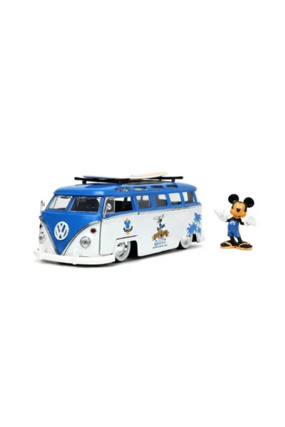 JollyMag KOVOVÉ AUTO JADA VOLKSWAGEN T 1 AUTOBUS V MĚŘÍTKU 1:24 A FIGURKA MICKEYHO MOUSE