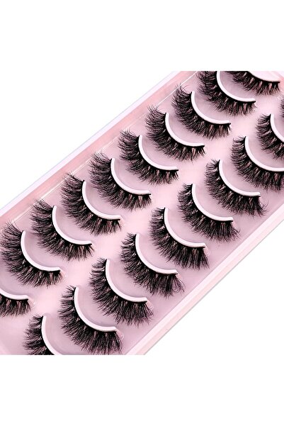 Choice1 10 أزواج FA-08 HBZGTLAD 10 أزواج من الرموش الصناعية ثلاثية الأبعاد المصنوعة من شعر المنك الطبيعي المتشابك