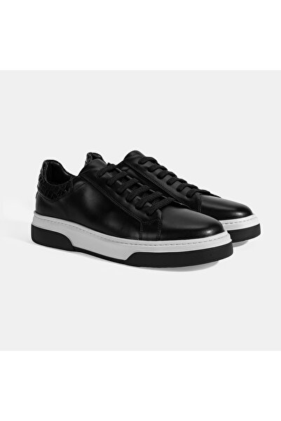 Desa Ανδρικά μαύρα δερμάτινα αθλητικά παπούτσια με κορδόνια