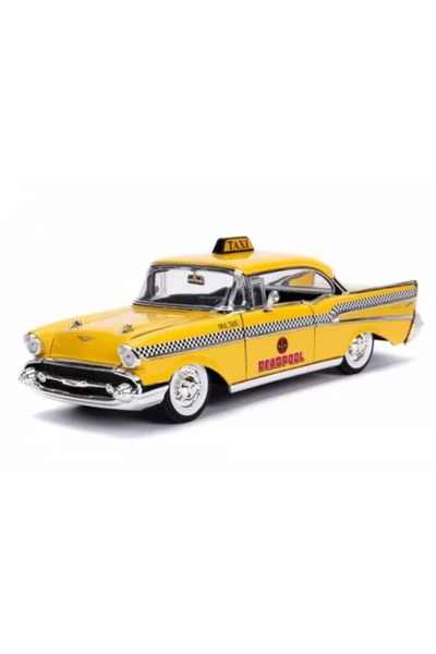 JollyMag Žluté taxi Chevy 1957 Deadpool Měřítko 1:24