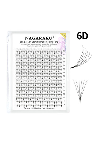 Choice1 MIX9-14MM 0.07mm C 6D NAGARAKU Sharp Narrow Stem Premade Fans Eyelash Extension 5D 6D 10D Thin Point