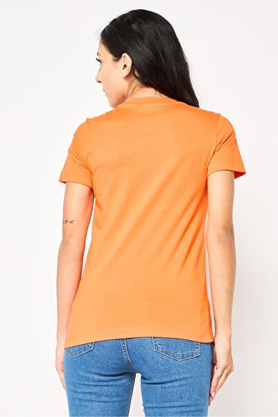 Diesel Women Crew Neck Short Sleeves Graphic Print T-Shirt, Orange