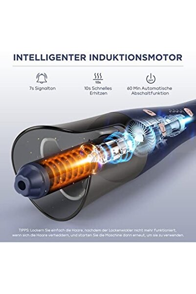 PARWIN PRO BEAUTY Automatic Rotating Hair Curler, Curling Wand Iron, Innovative System for Curls