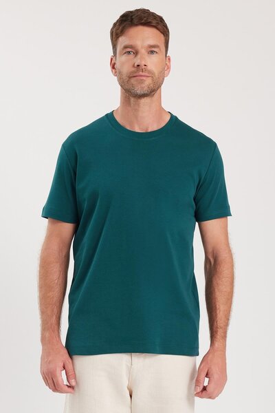 Tudors Unisex Relax Fit Άνετη εφαρμογή 100% βαμβακερή μαλακή υφή Ελαφρύ παχύ πράσινο μπλουζάκι με λαιμόκοψη