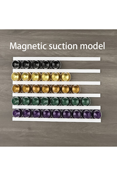 Choice1 White-6pcs-02 6pc Coffee Capsule Set Storage Rack, Adhesive Refrigera...