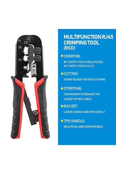 Choice7 أداة أساسية لتجعيد كابلات RJ11 وRJ12 وRJ45، أداة تجعيد كابلات شبكة إي...