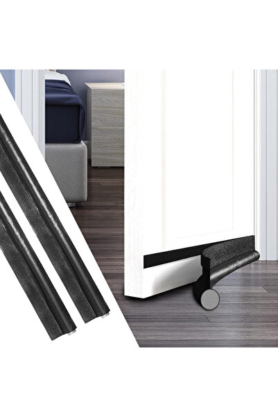 Zingking Set de 2 bariere anti-curent pentru uși, spumă, negre, 94,9 x 9,9 cm