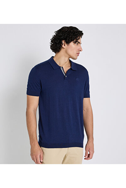 Ben Sherman قميص بولو رجالي أزرق محبوك مسطح