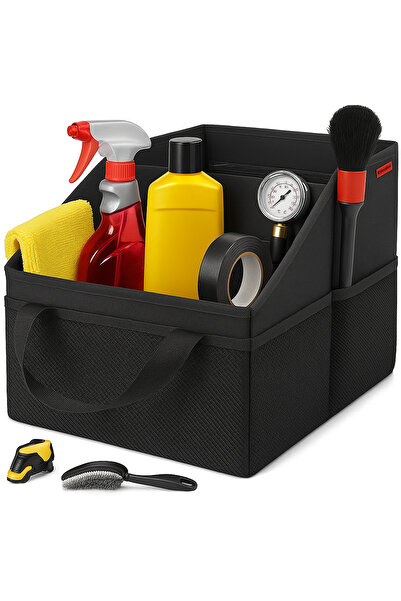 Elindor Organizator pentru portbagaj auto, cutie pliabilă, geantă de depozitare, compartimentare practică, negru