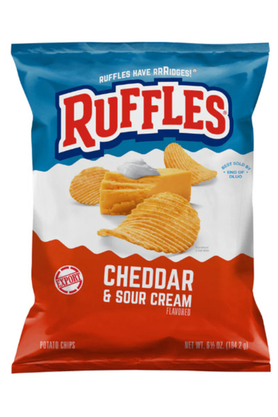Ruffles Cheddar & Sour Cream Flavored Potato Chips 6.5 OZ (184g) - Export x 4 Pcs
