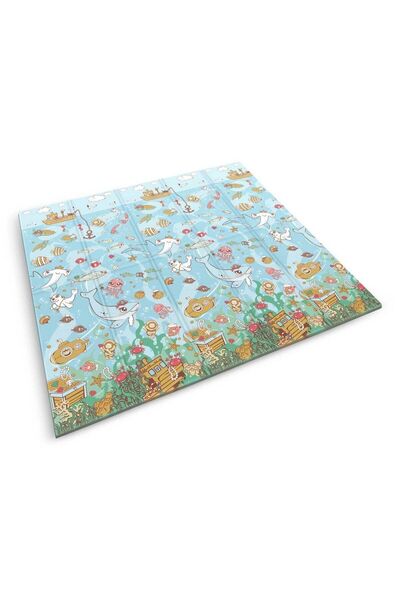 NUKIDO Foldable foam mat, double-sided, thermal insulation, beautiful, unique pattern, ocean, 200 x 180 x 1 cm...