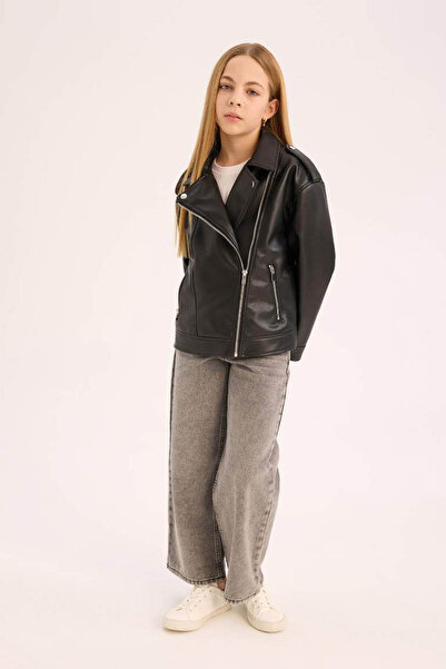 DeFacto Black Girl's Leather Jacket C4976A8/Bk27