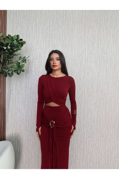 ESRAHELVACI Crop Set with Accessory Tie Skirt