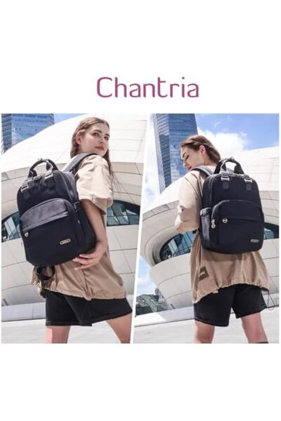 Chantria حقيبة ظهر نسائية بسعة 14 لترًا، حقيبة ظهر للكمبيوتر المحمول للسفر مع جيوب متعددة، مقاومة للماء، كاجوال