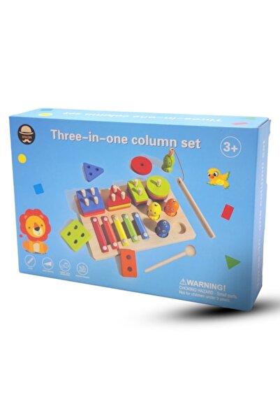 ANGMAD Jucarie Educativa Montessori Lemn Xilofon Forme Geometrice Joc Pescuit...