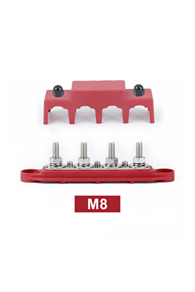 Choice1 Red M8 Marine Bus Bar 12V 250A Power Distribution Blk 4 Posts Junctio...