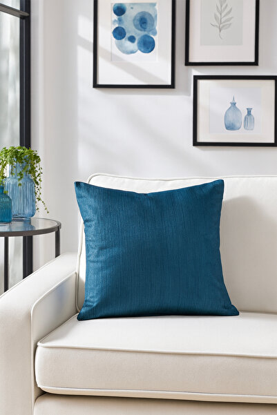 Premier Home غطاء وسادة مخملي بلون أزرق داكن مقاس 50x50