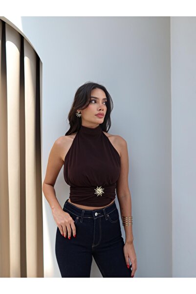 ESRAHELVACI Μπλούζα με ανοιχτή πλάτη με ηλιακά αξεσουάρ