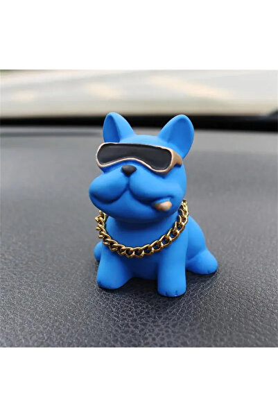 choice2 Blue Wear-resistant Bulldog Car Ornaments Feel Comfortable Resin Mate...