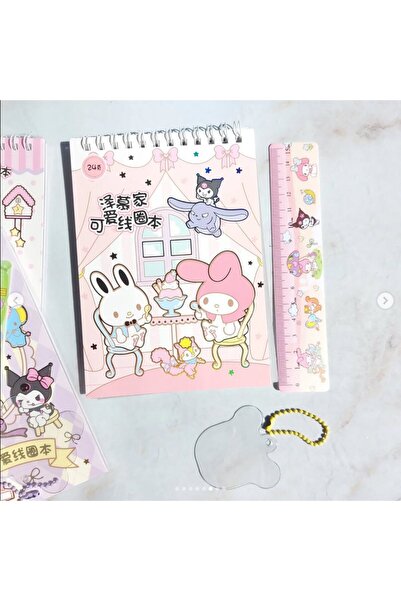 TOYFEST Spiral Not Defterli Cetvelli My Melody Kuromi Model Normal ve Şeffaf ...