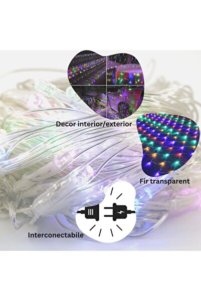 YOTO Christmas Net Lights, 2x2 m, 160 LEDs, 1.5 m Cable, 8 Modes, Interconnectable, Multicolor