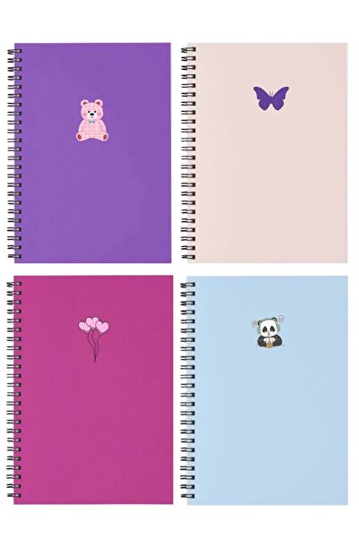Minnoş A5 Spiral Ruled School Notebook 80 Sheets Set of 4