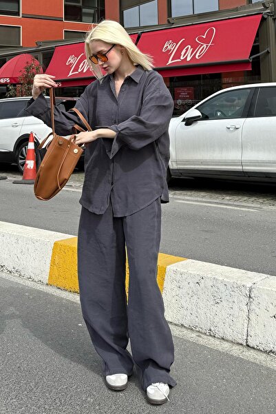 Madmext Димчастий базовий жіночий комплект сорочка-штани подвійний Mg2352