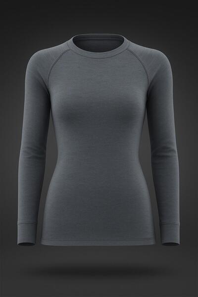 Blackspade Gray Women's Thermal Long Sleeve Zero Collar Undershirt 2. Level – Winter Thermal Protective Undershirt New