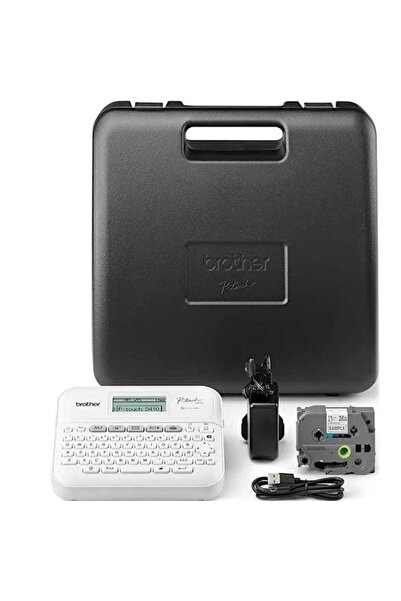 Brother Imprimanta de etichete PT-D410VP, USB 2.0, 180 DPI + carcasa (Alb)
