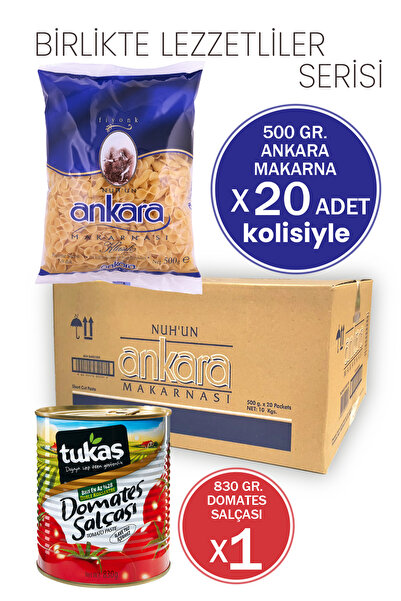 Nuh'un Ankara Fiyonk Makarna 500g X 20 Adet (1 Koli) Tukaş Domates Salçası 83...