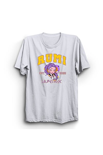 The Fame Rumi, Demon Hunter, Huntrix, Heart Printed Unisex White 100% Cotton T-Shirt