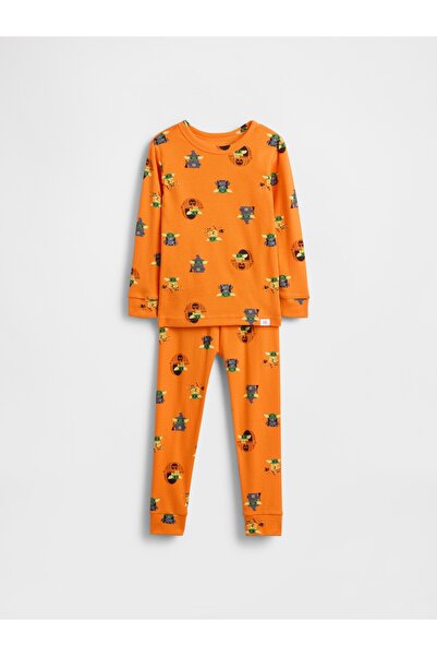 GAP Bebek Turuncu Star Wars Halloween Organik Brushed Pamuk Pijama Takımı