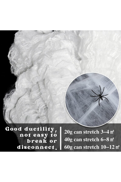 KATELUO Set of 2 webs, 40 spiders and 12 bat stickers Kateluo, cotton/plastic, black/white