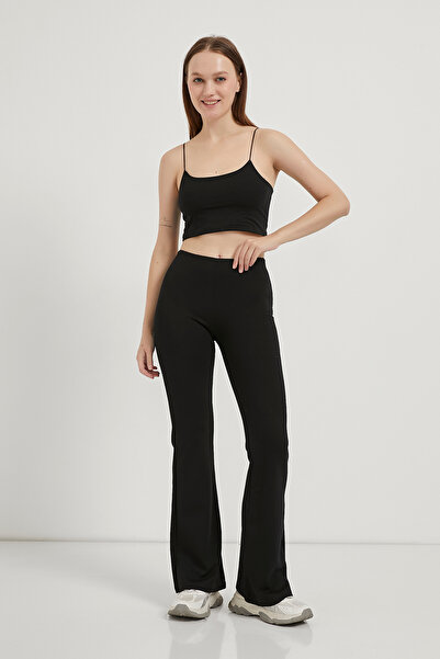 Arma Life Women's Elastic Waist Spanish Leg Black Casual Leggings