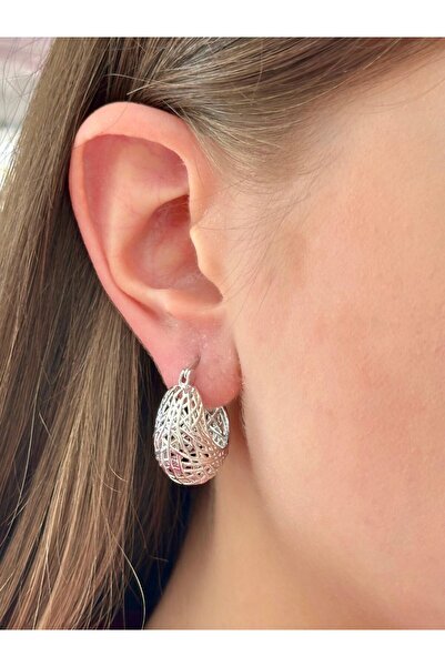 BY YASİN TOPÇU Gümüş Örgü Küre Sallantılı Küpe